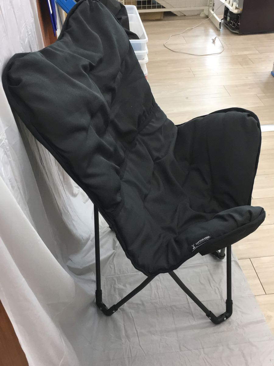 CAPTAIN STAG◆リラックスクッションチェア/チェア/1人用/BLK/K1405