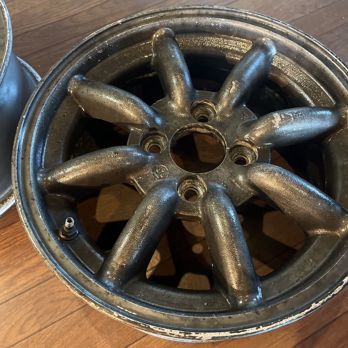 ヤフオク いますぐ落札 希少ワタナベ 14インチ 6J 4穴PCD 100 オフセット35 当時物塗装 アルミホイール2本 _3