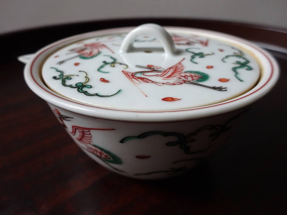 佳香】杉田祥平 清閑寺窯 色絵蛇籠に撫子画茶碗 共箱 共布 茶道具 本物