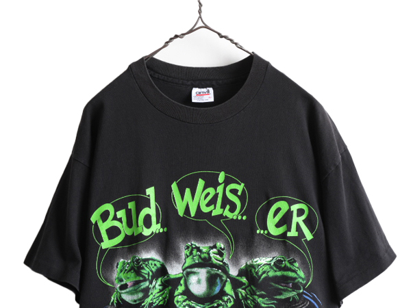 90s USA製 □ バドワイザー カエル 両面 プリント 半袖 Tシャツ メンズ
