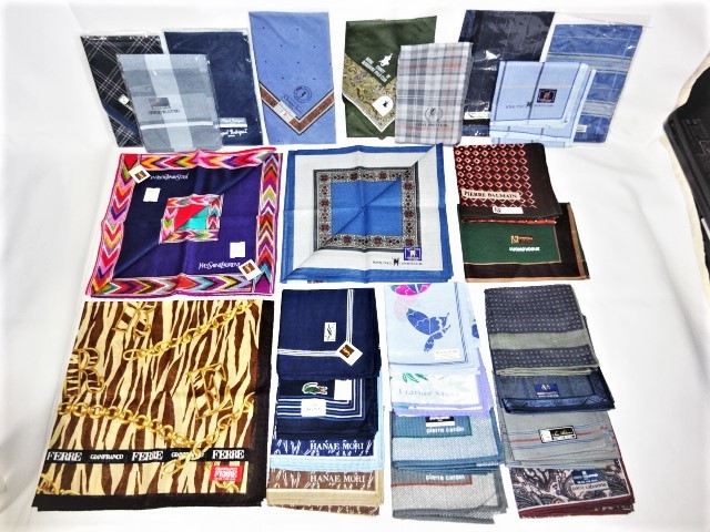 【そ562】 ブランド 含む ハンカチ 27点 まとめ売り 川辺（株） 男性用 メンズ イヴサンローラン ハナエモリ ピエールカルダン 
