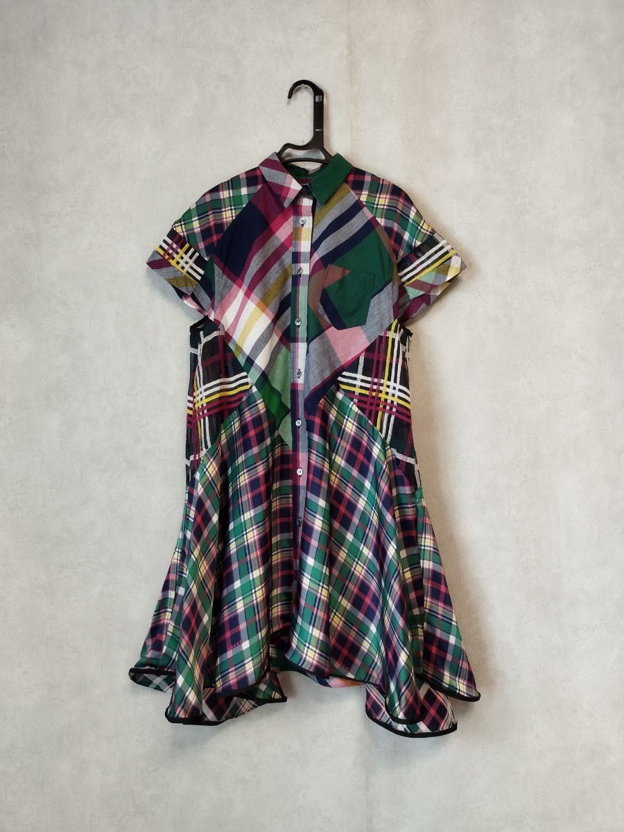 sacai マルチカラーチェックワンピース