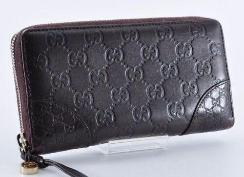 GUCCI グッチ シマ 長財布 ロングウォレット レザー 革 ブラウン 茶色 ラウンドファスナー ジップ 型押し レディース 女性 CB07016