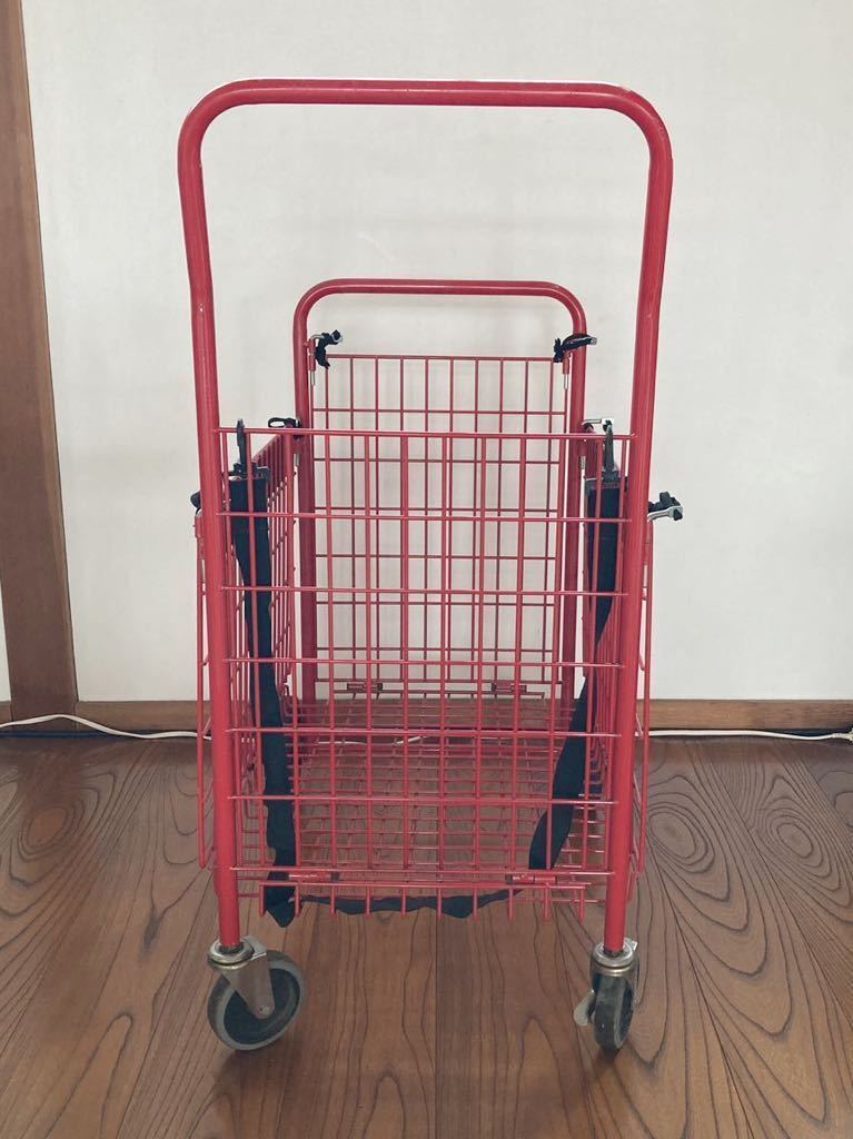 718Y) LOGOS ロゴス キャリーカート ワゴン アウトドア 赤 カーゴ