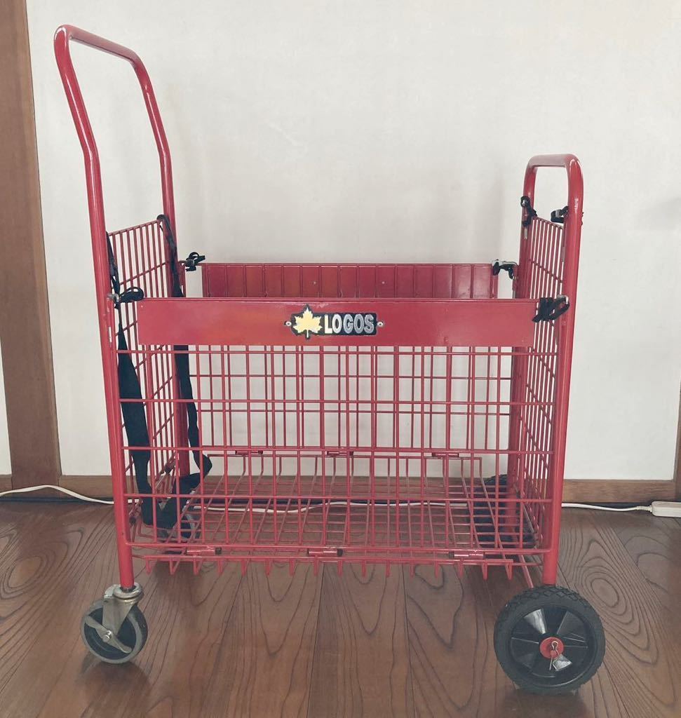 718Y) LOGOS ロゴス キャリーカート ワゴン アウトドア 赤 カーゴ