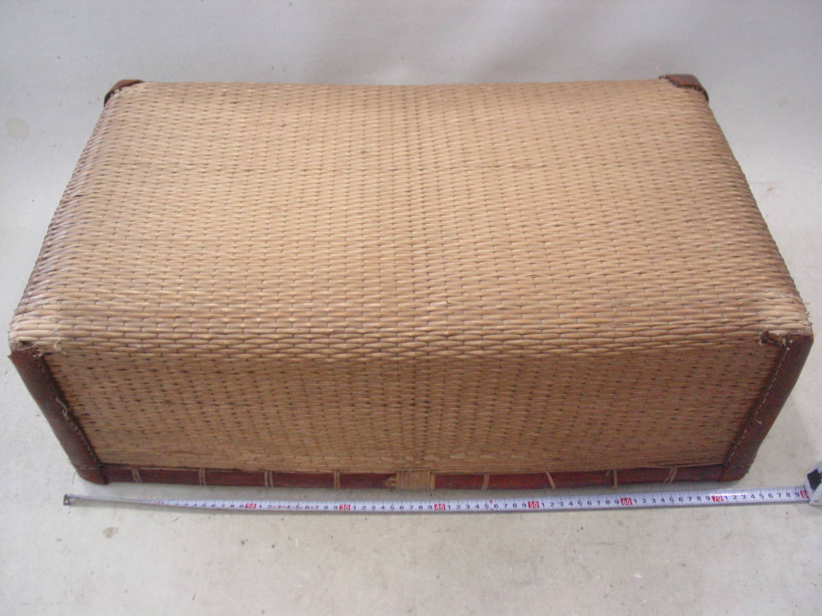 ☆昭和レトロ 柳行李 柳こおり 竹/革 レザー つづら 収納 古民家 工芸