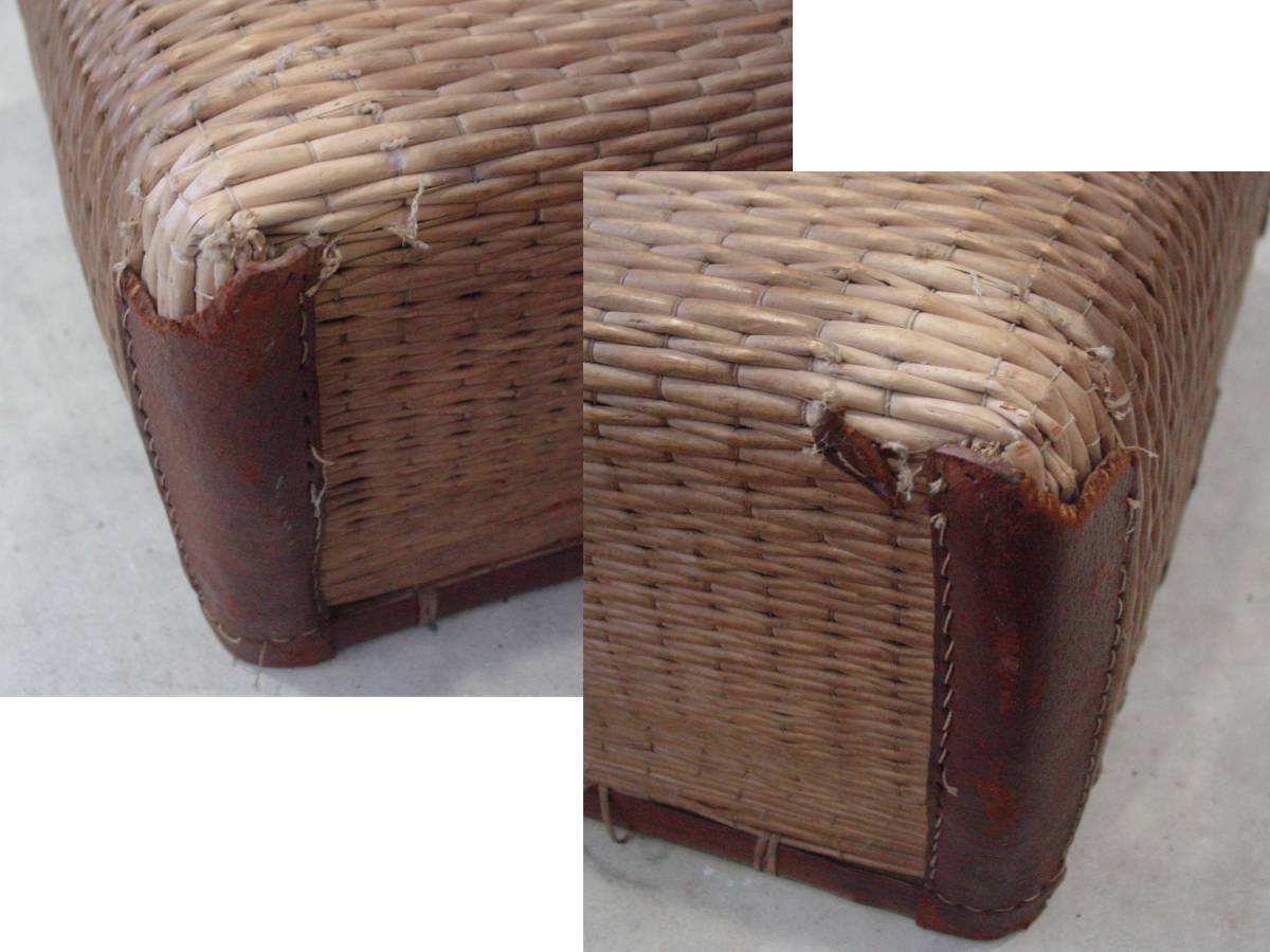 ☆昭和レトロ 柳行李 柳こおり 竹/革 レザー つづら 収納 古民家 工芸