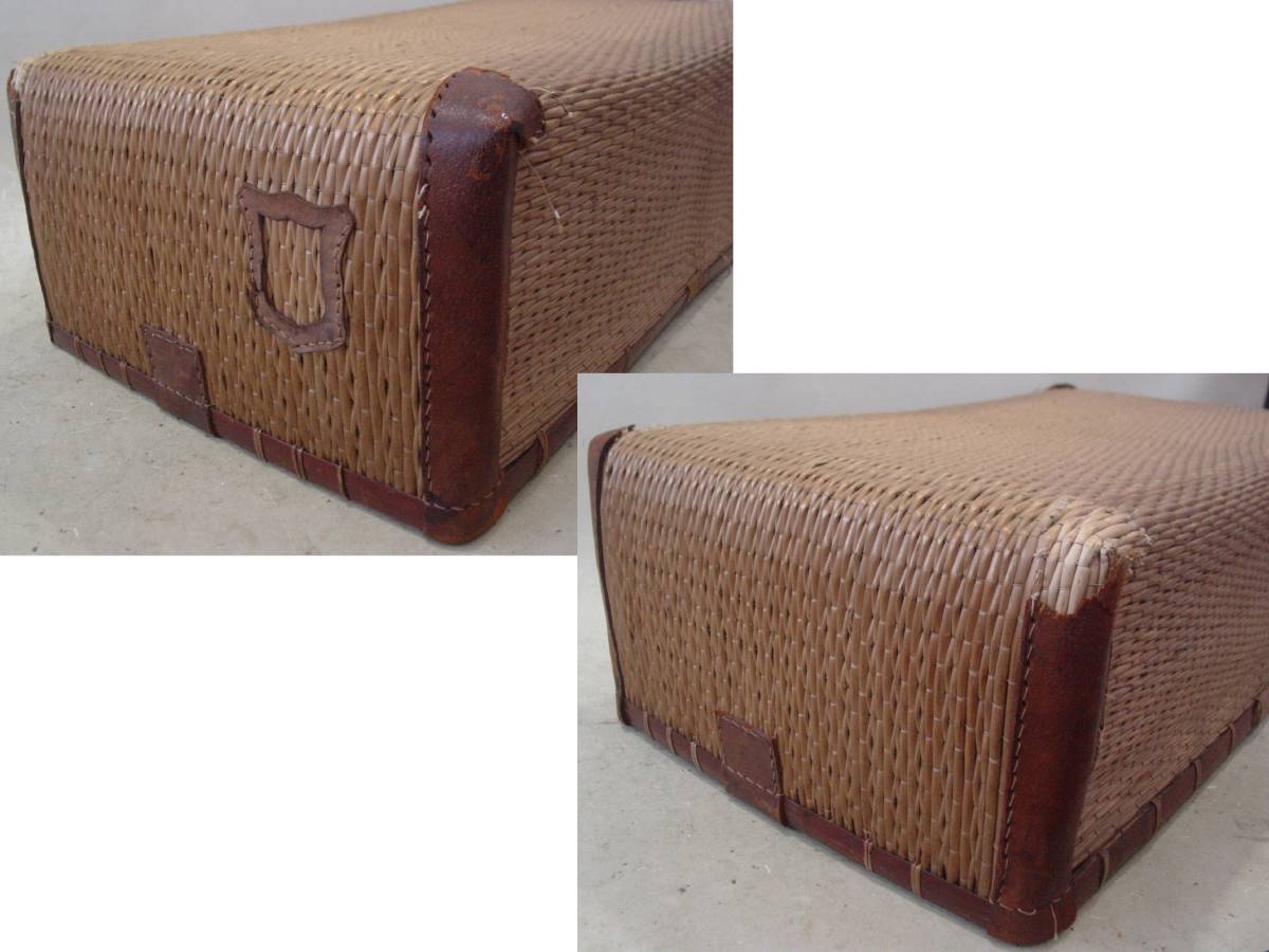 ☆昭和レトロ 柳行李 柳こおり 竹/革 レザー つづら 収納 古民家 工芸