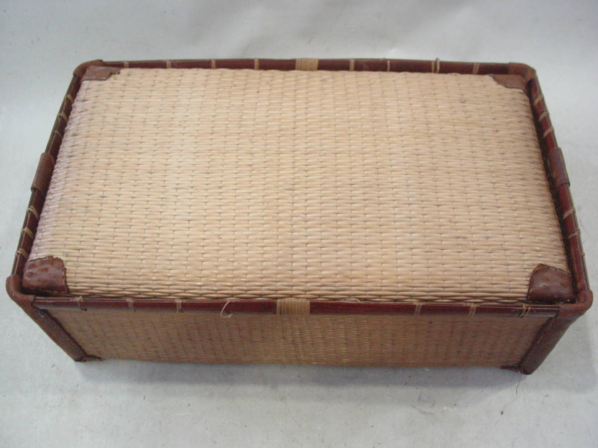 ☆昭和レトロ 柳行李 柳こおり 竹/革 レザー つづら 収納 古民家 工芸