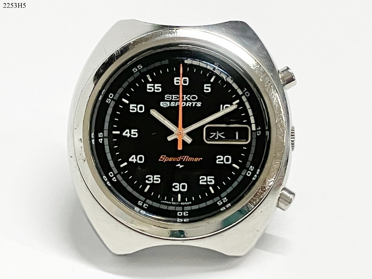 ★稼働品◎ SEIKO 5 SPORTS セイコー ファイブ スポーツ Speed-timer スピードタイマー 7017-6040 自動巻き メンズ 腕時計 2253H5-17