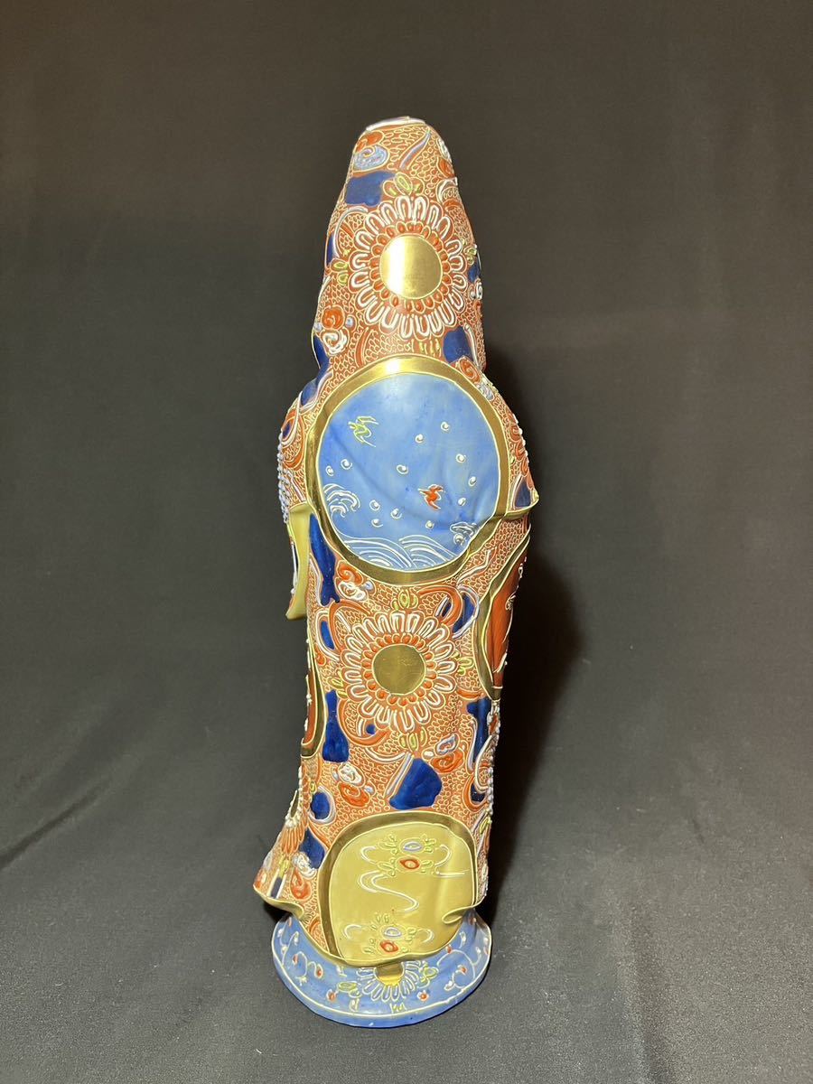 お得，お買い得 九谷焼 観音菩薩像 色絵金彩 全長35cm 仏像 置物 オブジェ