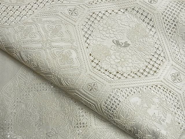 平和屋2■中国三大刺繍　スワトウ刺繍　汕頭刺繍　相良刺繍　総刺繍　袋帯　道長蜀江花文　銀糸　逸品　ga1560