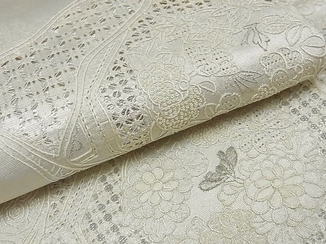 平和屋2■中国三大刺繍　スワトウ刺繍　汕頭刺繍　相良刺繍　総刺繍　袋帯　道長蜀江花文　銀糸　逸品　ga1560