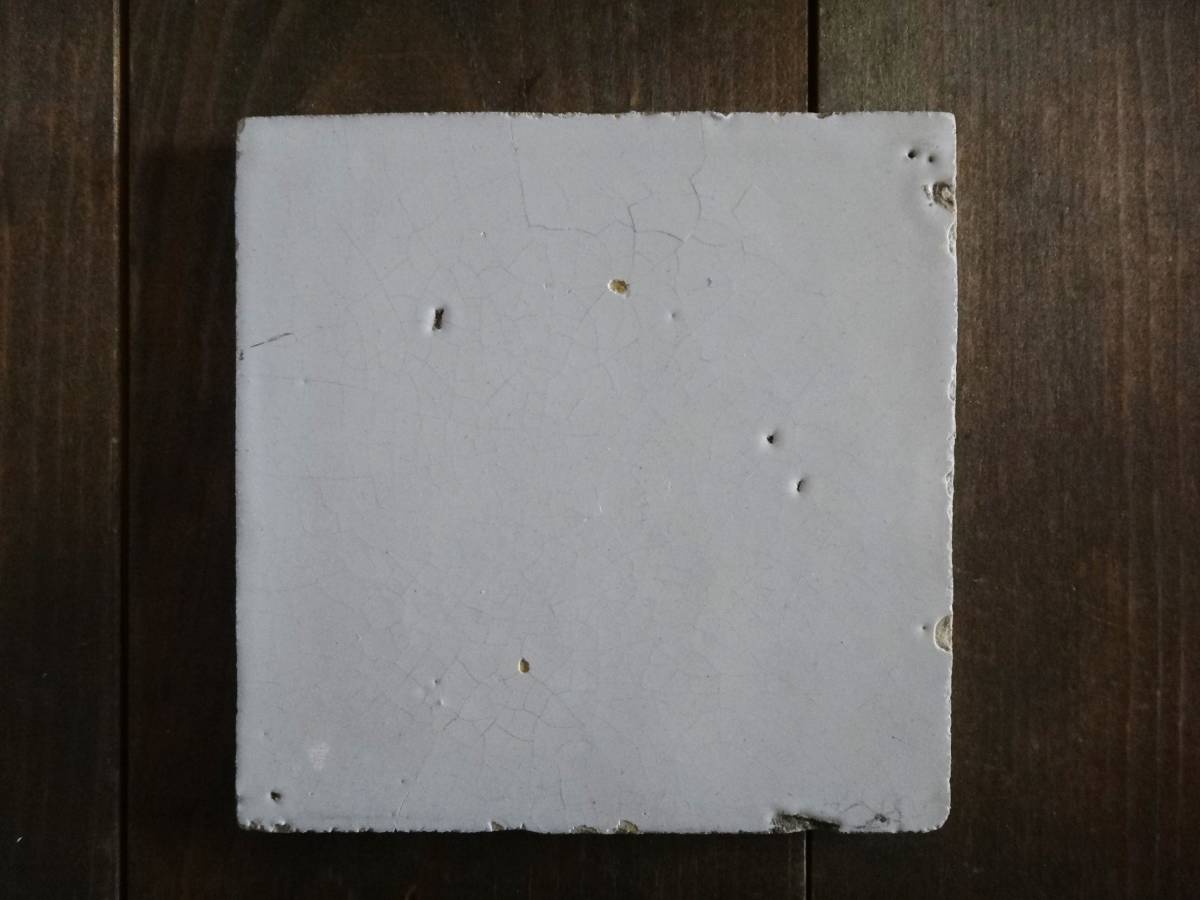 1700年代 デルフトタイル　シンプルな錫白釉タイル w4　オランダ◆ )アンティーク 民藝フェルメール フランス インテリア 板皿 伊万里