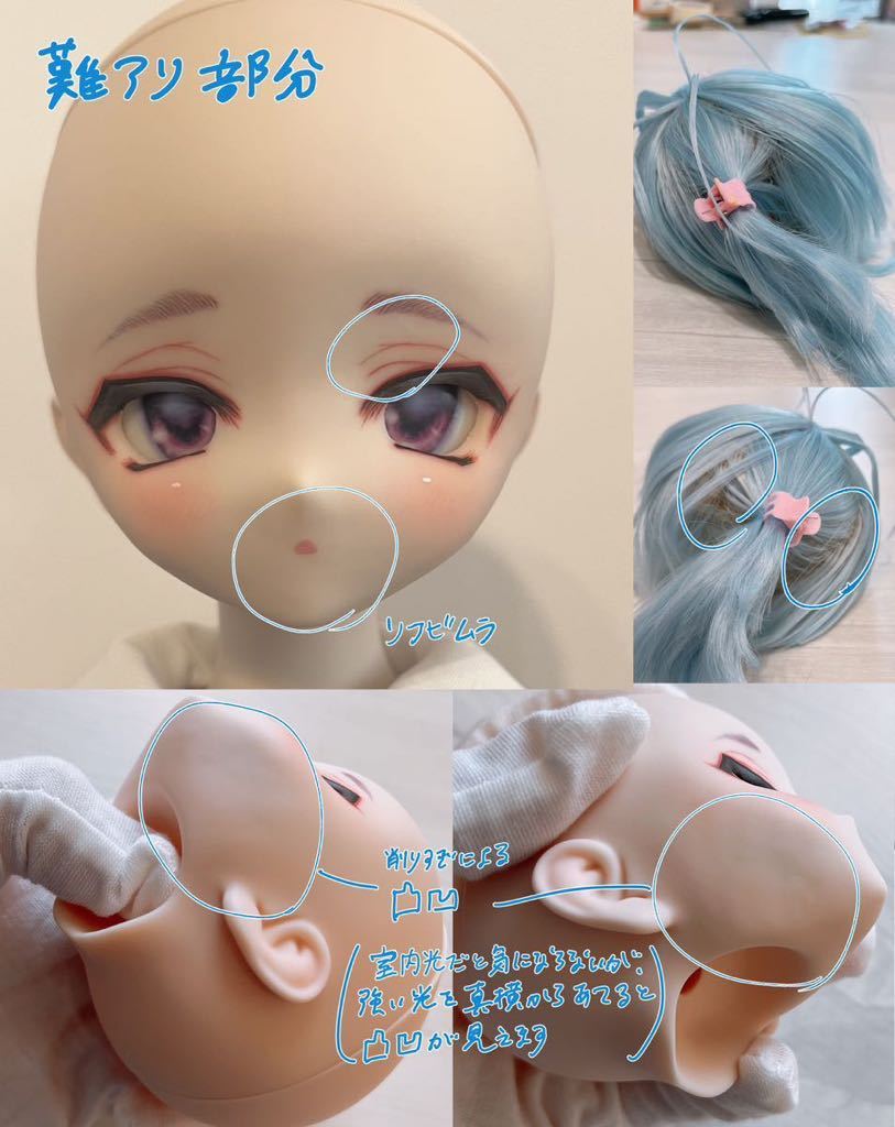 海外ディーラー様製 カスタムヘッド＋アイ DDH-22 SW肌 カスタムヘッド(ソフビ盛り)＋アイ1種+おまけウィッグ