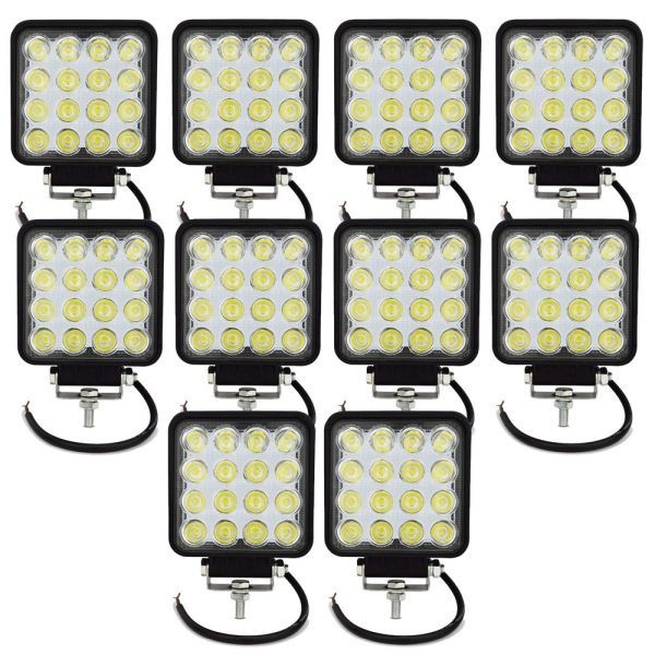 LED ワークライト 作業灯 12V/24V 兼用 48W 6000K ホワイト 防水 デッキライト 投光器 車幅灯 照明 トラック 10個セット 05 48W LED ワークライト 10個セット ライトライフ LED投光器4個WK15