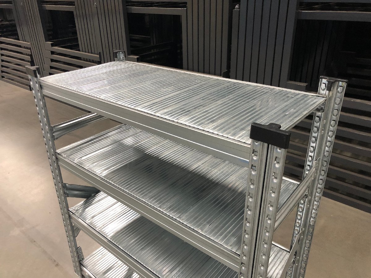 57◆【METALSISTEM】4段 スチールシェルフ W980×D410×H1195mm /イタリア メタルシステム 軽量ラック キャスター付