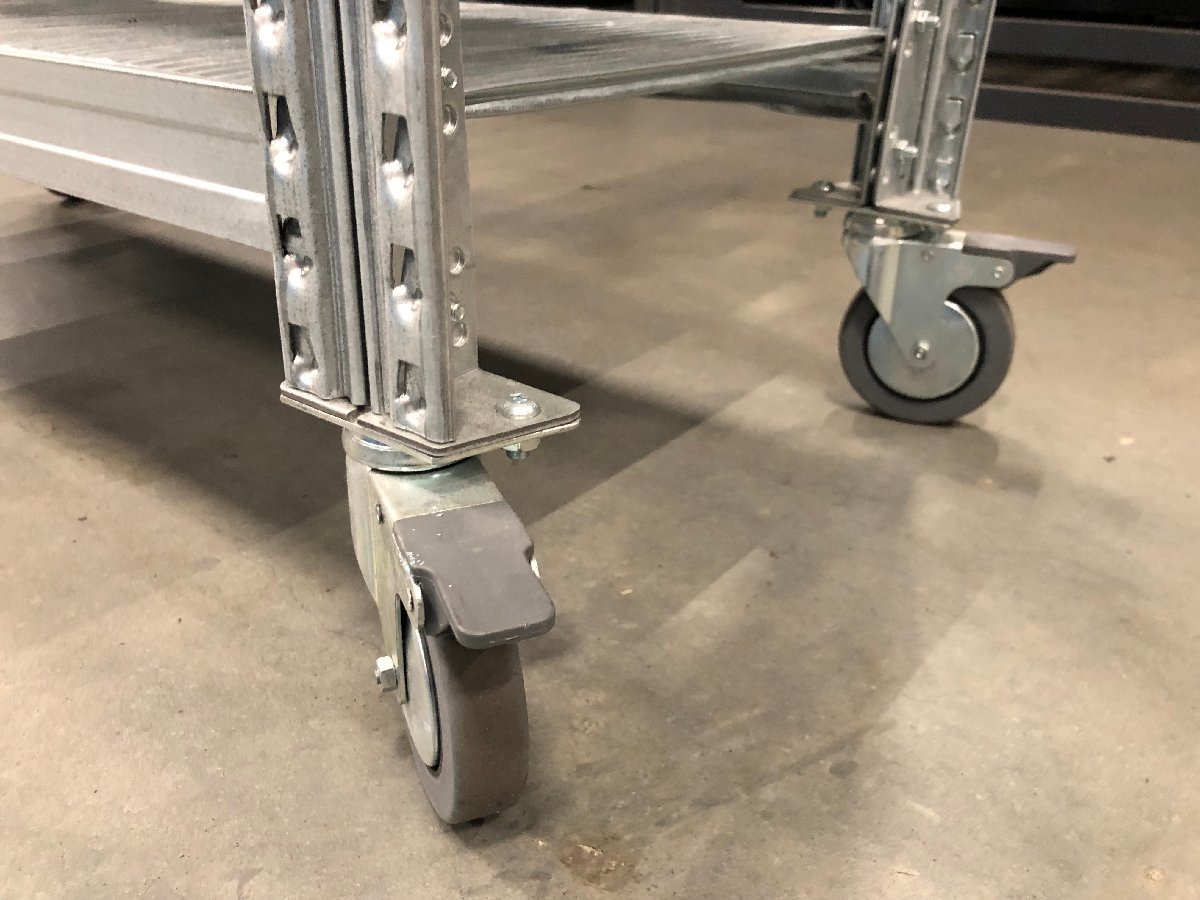 57◆【METALSISTEM】4段 スチールシェルフ W980×D410×H1195mm /イタリア メタルシステム 軽量ラック キャスター付