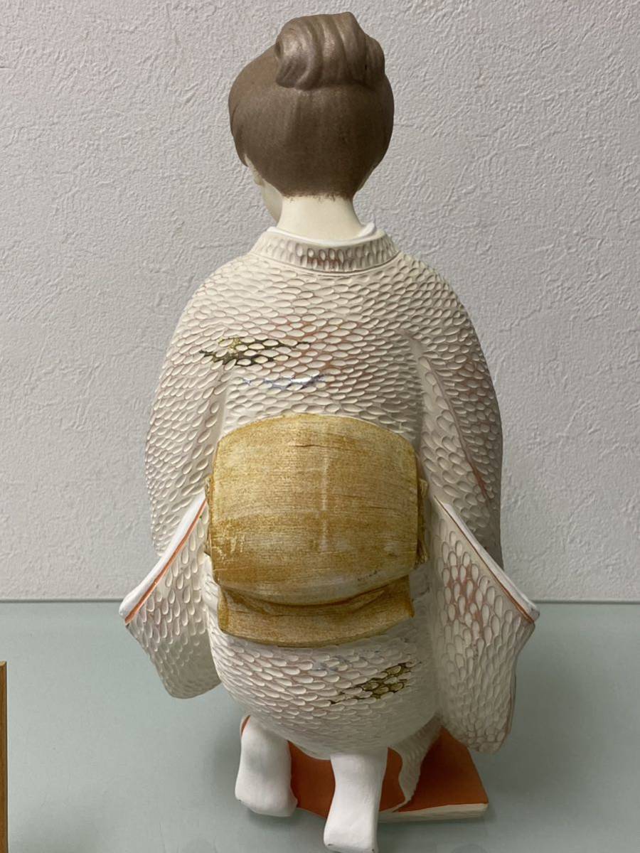 昭和レトロ　博多人形　日本人形　和風人形　陶器　着物人形　アンティーク　汚れあり b♪ 美品!! 博多人形 静かな流れ 三宅隆作 日本人形 着物 和人形 置物