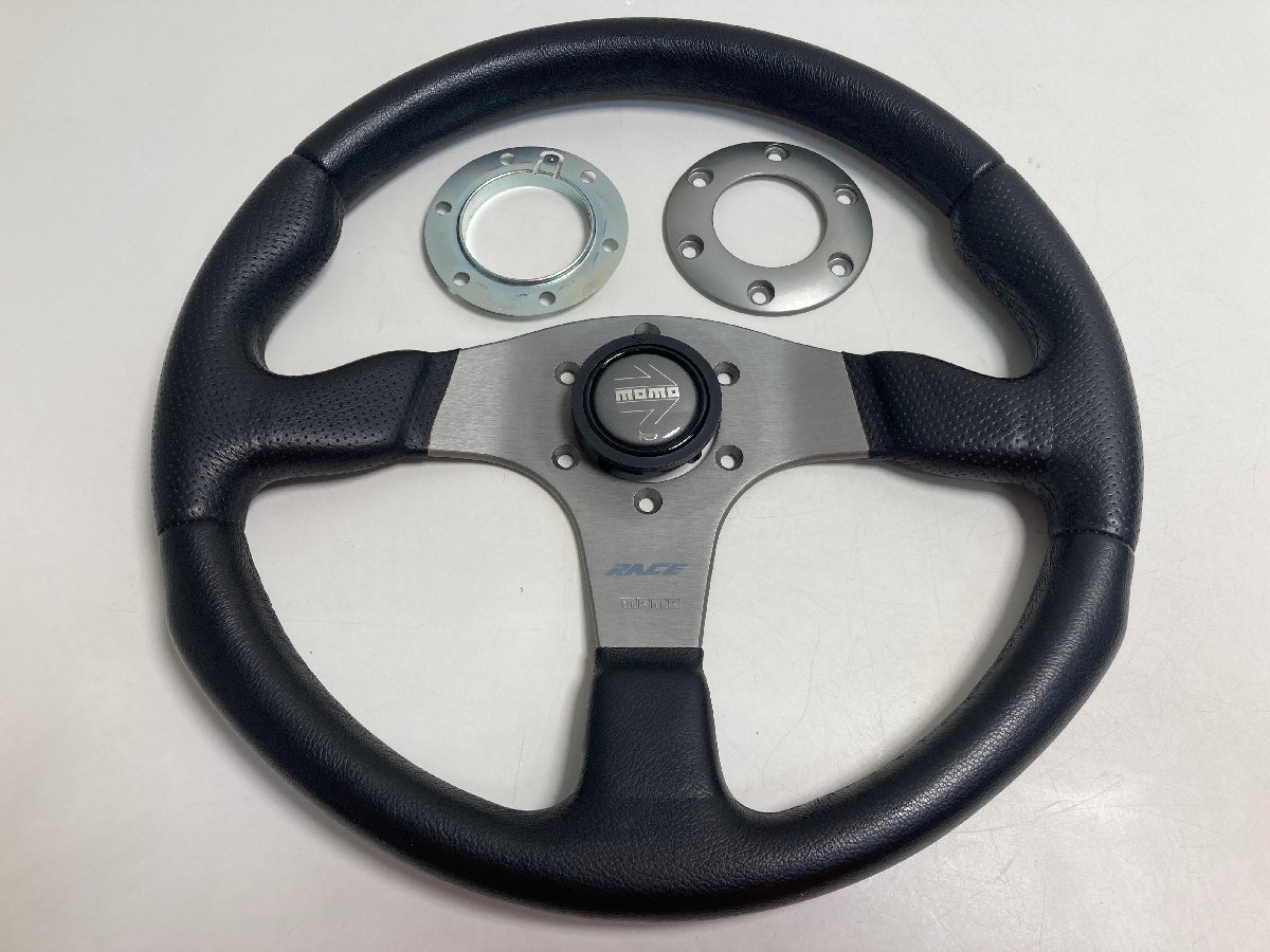 【★02-3419】■中古■MOMO モモ　RACE　35パイ　　ステアリング　ハンドル　　ホーンボタン付（7908）
