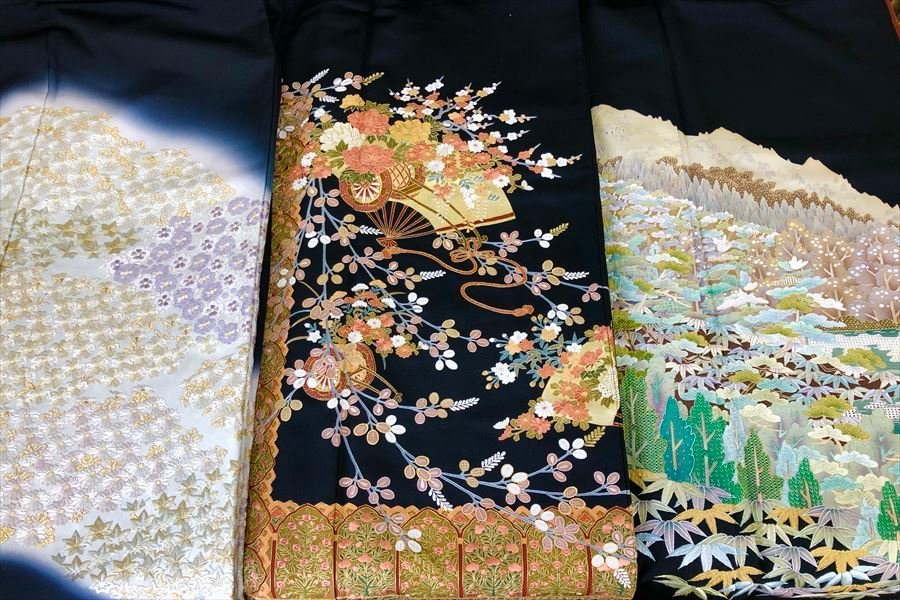 ◎リサイクル着物 着物 留袖 まとめ売り3点 中国刺繍 しつけ糸付きあり 汕頭刺繍 フォーマル 未使用品あり 中古品 和ものや傳 A0663