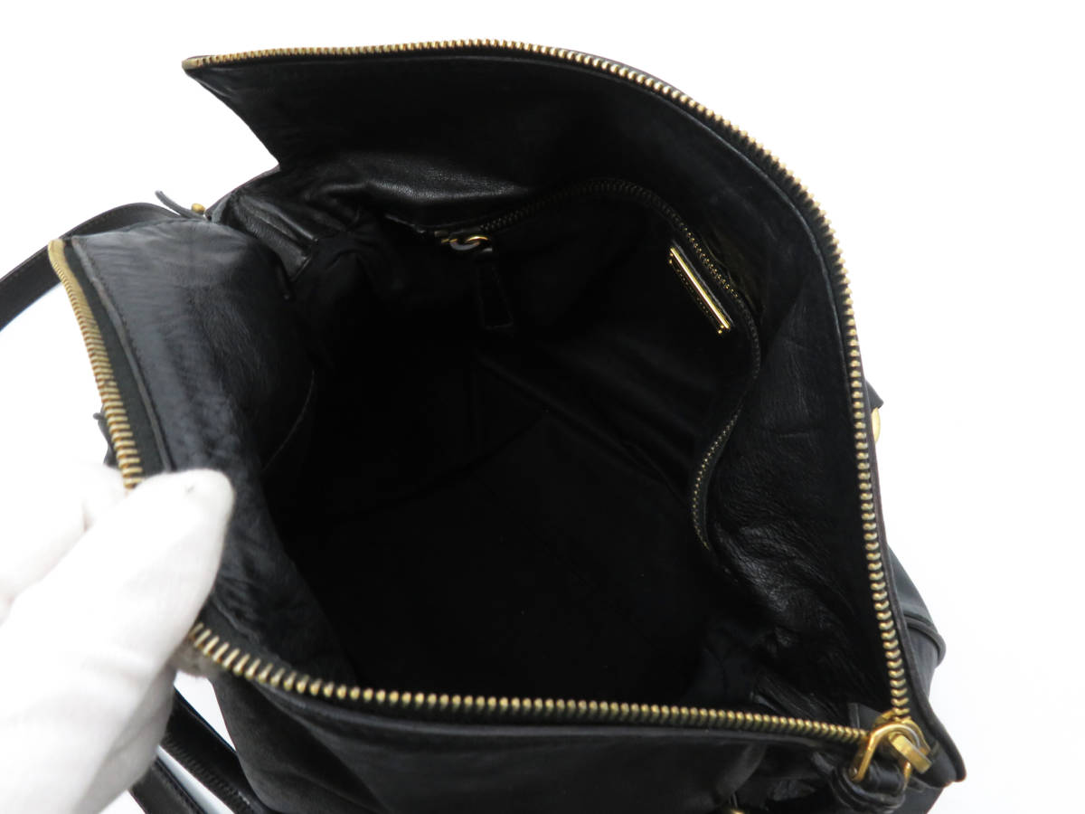 10823 美品 miu miu ミュウミュウ サイドリボン 本革 レザー 2WAY 