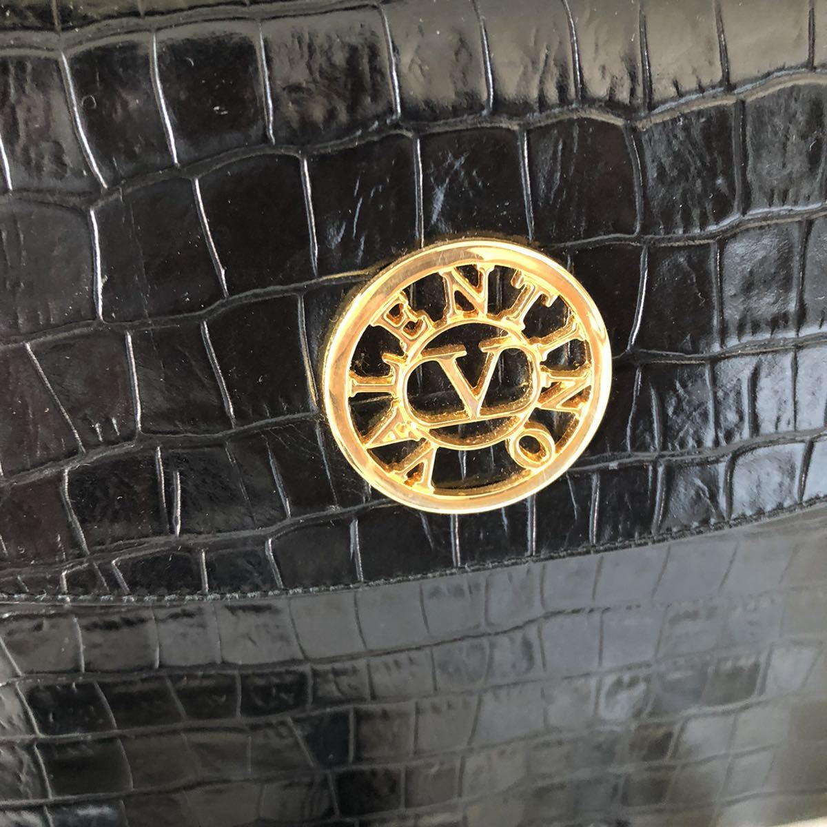 VALENTINO ヴァレンティノ ガラバーニ ロゴ 金具 ヴィンテージ クロコ 