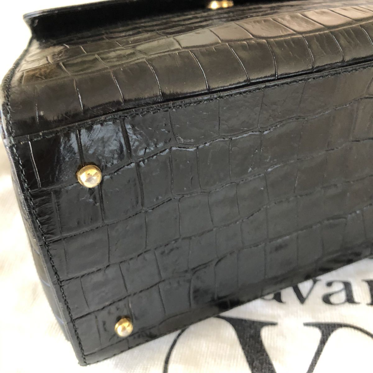 VALENTINO ヴァレンティノ ガラバーニ ロゴ 金具 ヴィンテージ クロコ 