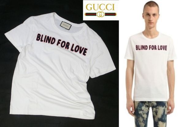 国内正規品 GUCCI BLIND FOR LOVE ダメージ加工 T-SHIRT 440103 X5Q30 グッチ 刺ロゴ半袖Ｔシャツ メンズ レディース ホワイトS JA-7ー13