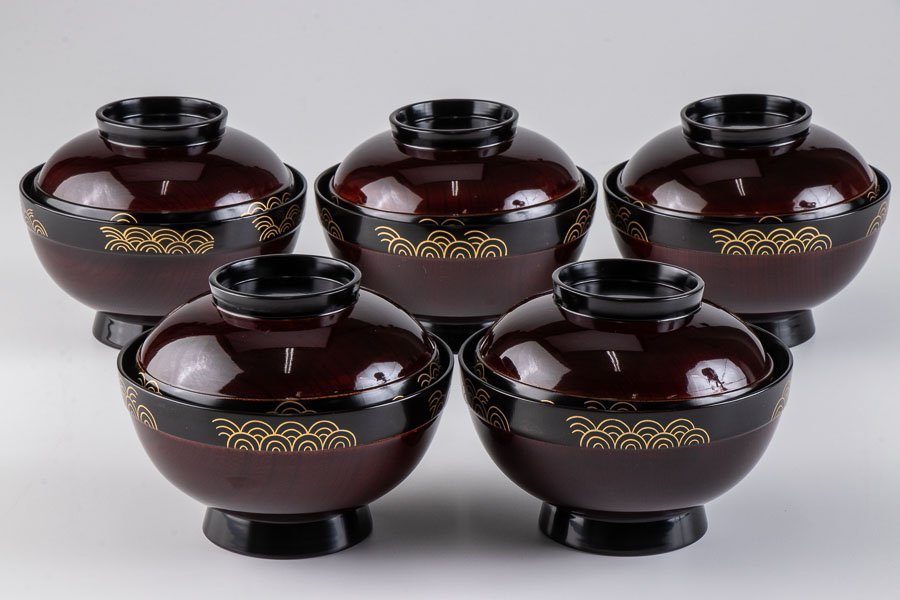 吸物椀 5客 メルカリ - 溜塗蒔絵 茶懐石道具 箱付 五客 木製 会津
