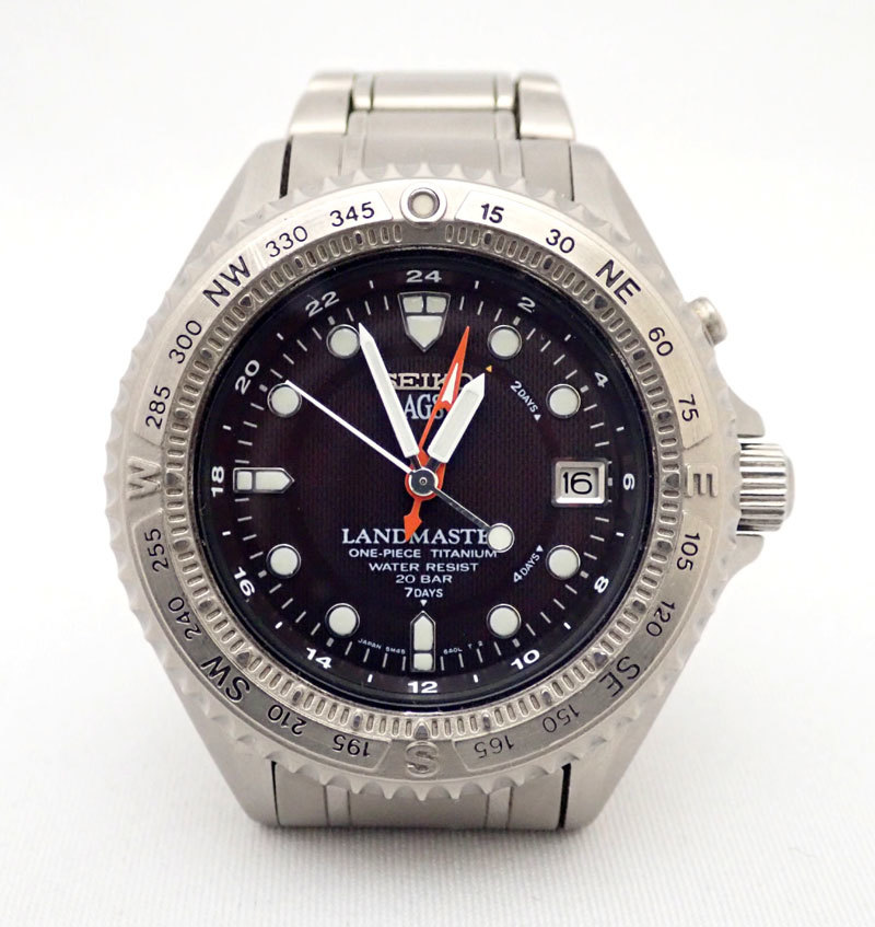 1円スタート セイコー ランドマスター 腕時計 5M45-6A00 チタン AGS