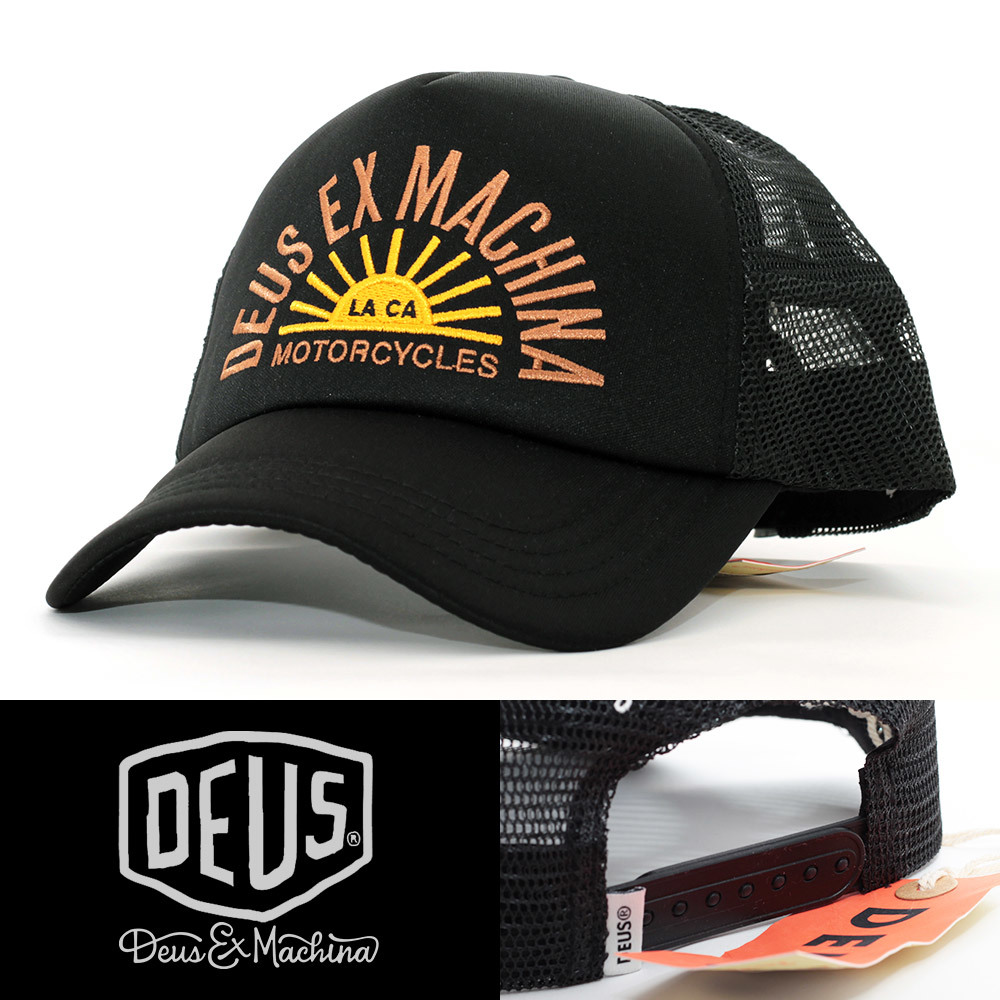 メッシュキャップ 帽子 メンズ デウス エクス マキナ Deus Ex Machina Sunflare Trucker ブラック DMP237779-BLK ブランドロゴ