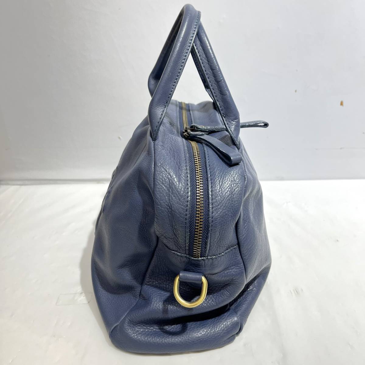 志木) IO PELLE/イオペレ 本革 レザー 2wayバッグ ショルダー ネイビー 