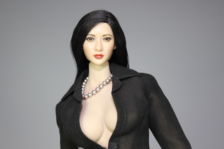 女性ヘッドのみ 植毛 黒髪 ロングヘア 1/6 女性フィギュア アクション 