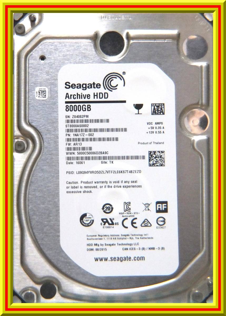 8TB SEAGATE ST8000AS0002 正常 22回 10450時間