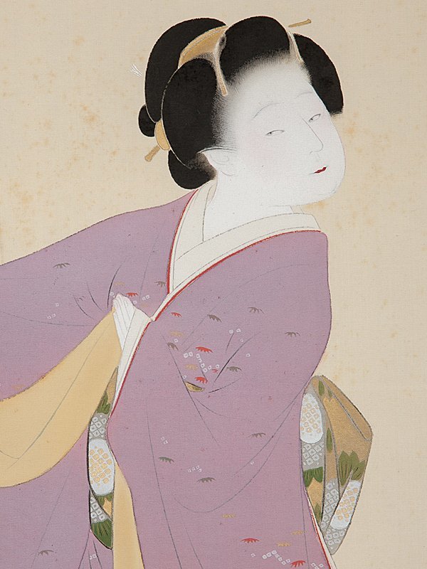 五】谷角日沙春 美人画 真作 絹本 彩色 掛軸 箱付(人物、菩薩)｜売買