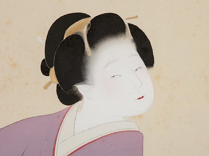 真作/重雄/美人画/舞妓/布袋屋掛軸HG-904 五】谷角日沙春 美人画 真作 絹本 彩色 掛軸 箱付(人物、菩薩)｜売買