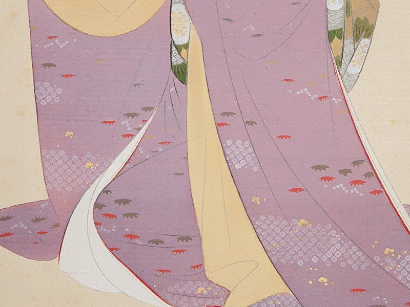 五】谷角日沙春 美人画 真作 絹本 彩色 掛軸 箱付(人物、菩薩)｜売買