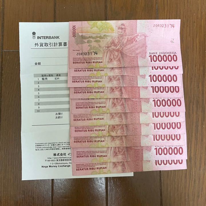 インドネシアルピア 200万ルピア(10万ルピアX20枚) <
