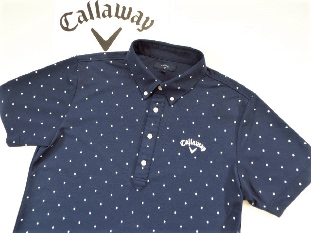 ★美品★Callaway キャロウェイ / 星柄 プルオーバー ボタンダウンシャツ DRY / サイズLL