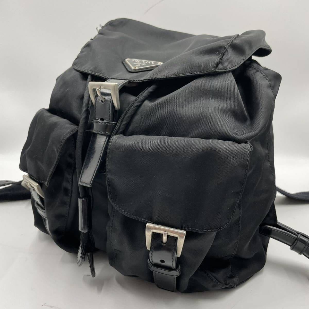 1円 美品 PRADA プラダ リュック バッグパック ナイロン 三角ロゴ 