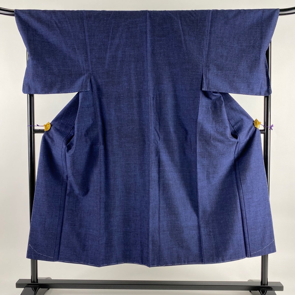 男着物 美品 秀品 証紙 アンサンブル 結城紬地 紺色 袷 身丈142cm 裄丈 