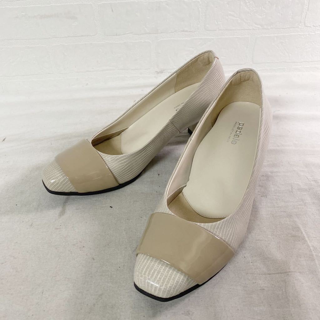 3599☆ pedala ペダラ asics パンプス ヒール レザーシューズ カジュアル ドレス レディース 日本製 22 ベージュ