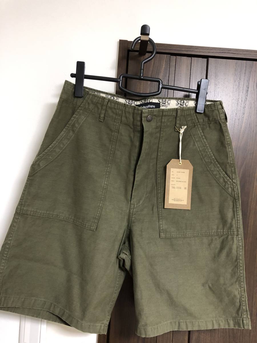 希少新品 3 サブカルチャー SC SUBCULTURE FATIGUE PANTS SHORTS OLIVE ファティーグパンツ 23SS ショーツ オリーブ