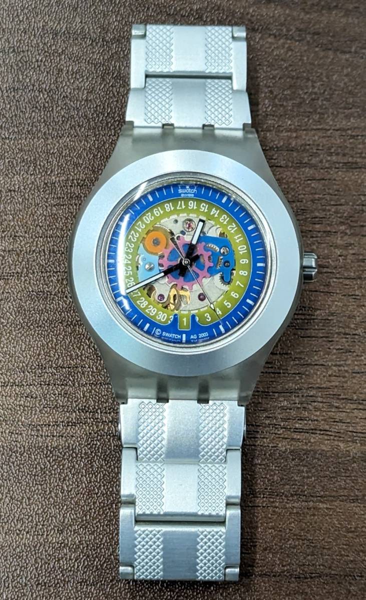 【18947】稼動品 Swatch スウォッチ diaphane AG 2003 自動巻 スケルトン 時計 ブランド ブレス