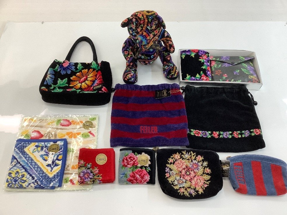 FEILER バッグ ポーチ タオルハンカチ 他 レイクアルスター テディベア まとめ 未使用品有 ACBF 中古品