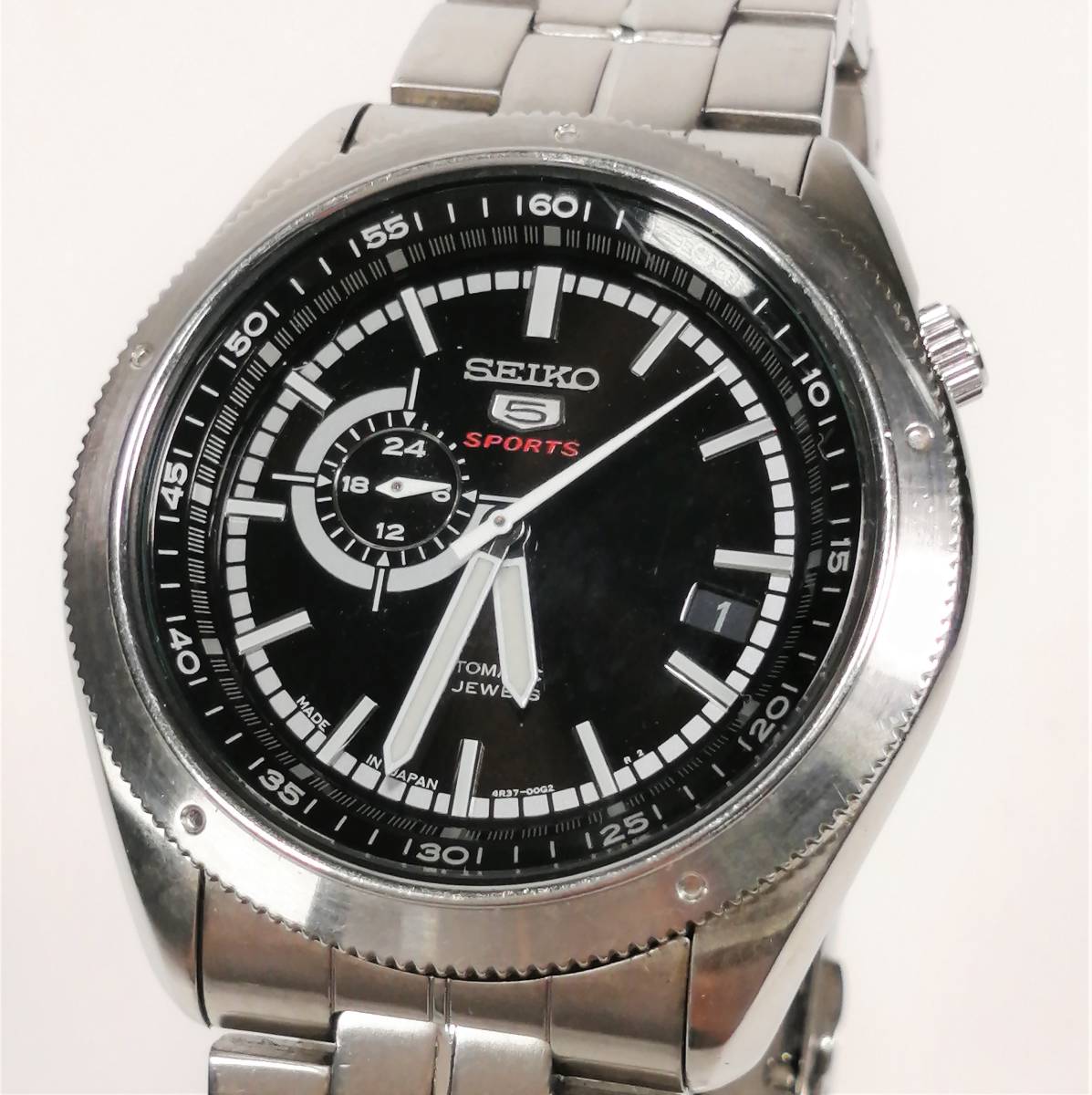 稼働品 SEIKO セイコー 5 SPORTS 腕時計 AT 自動巻き 4R37-00G0 裏スケ 