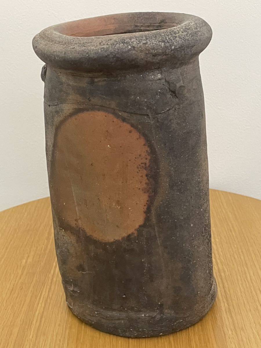 備前焼 伊勢崎満造 耳付花生 花器 花瓶 花入 共箱 備前焼 伊勢崎紳造