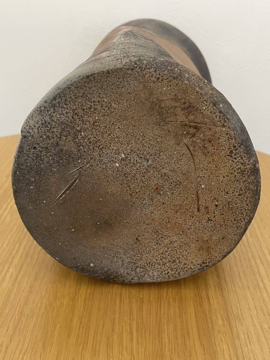 備前焼 伊勢崎満造 耳付花生 花器 花瓶 花入 共箱 備前焼 伊勢崎紳造