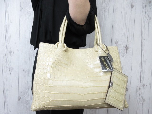 展示品 マット クロコダイル JRA ハンドバッグ トートバッグ バッグ 